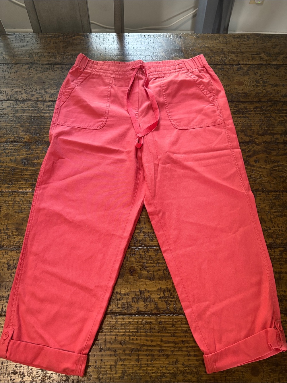 Talbots Drawstring Cuffed Crop Pants |‎ Coral Pink | Size 12 NWOT